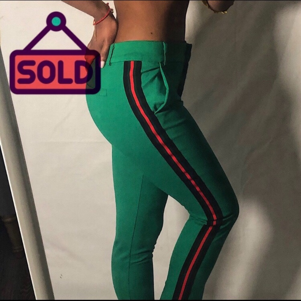 Green “Gucci” pants.
